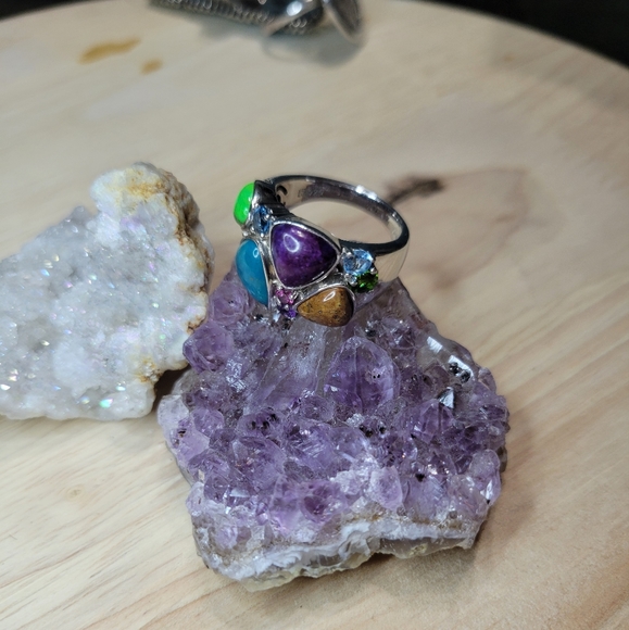 Turquoise|Jasper|Gemstone Sterling Ring - Picture 3 of 7